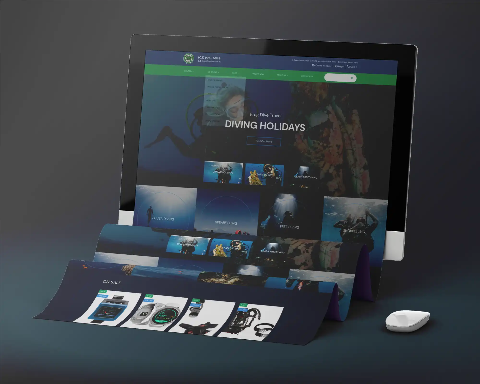 Frog Dive Shopify website