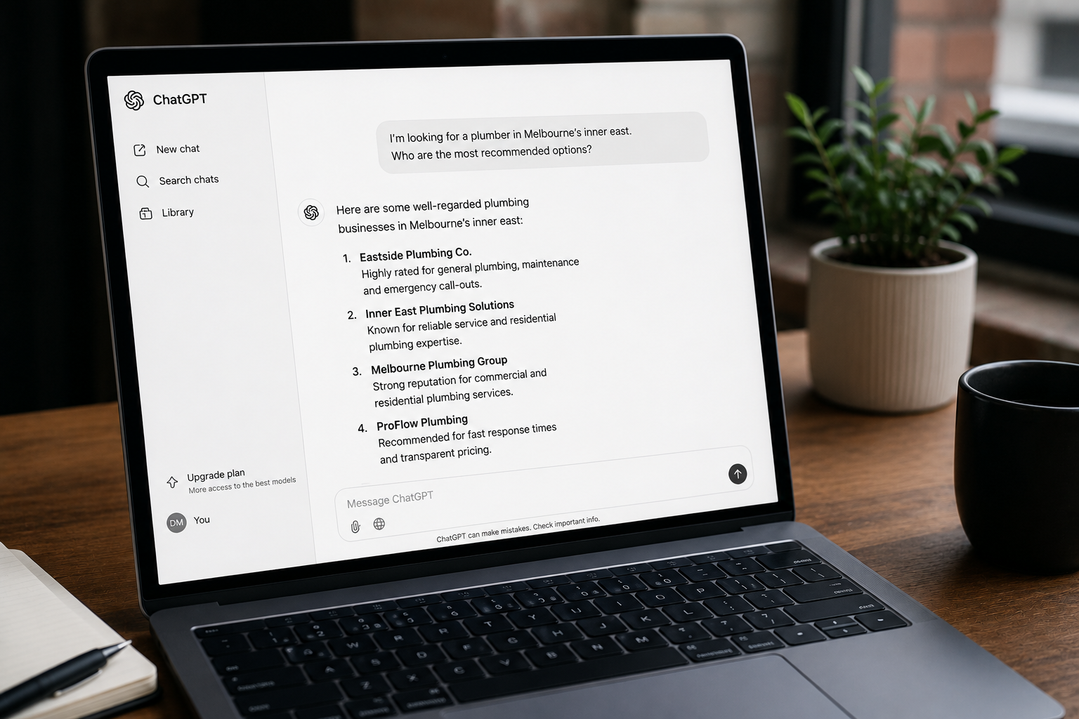 Modern workspace with ChatGPT interface