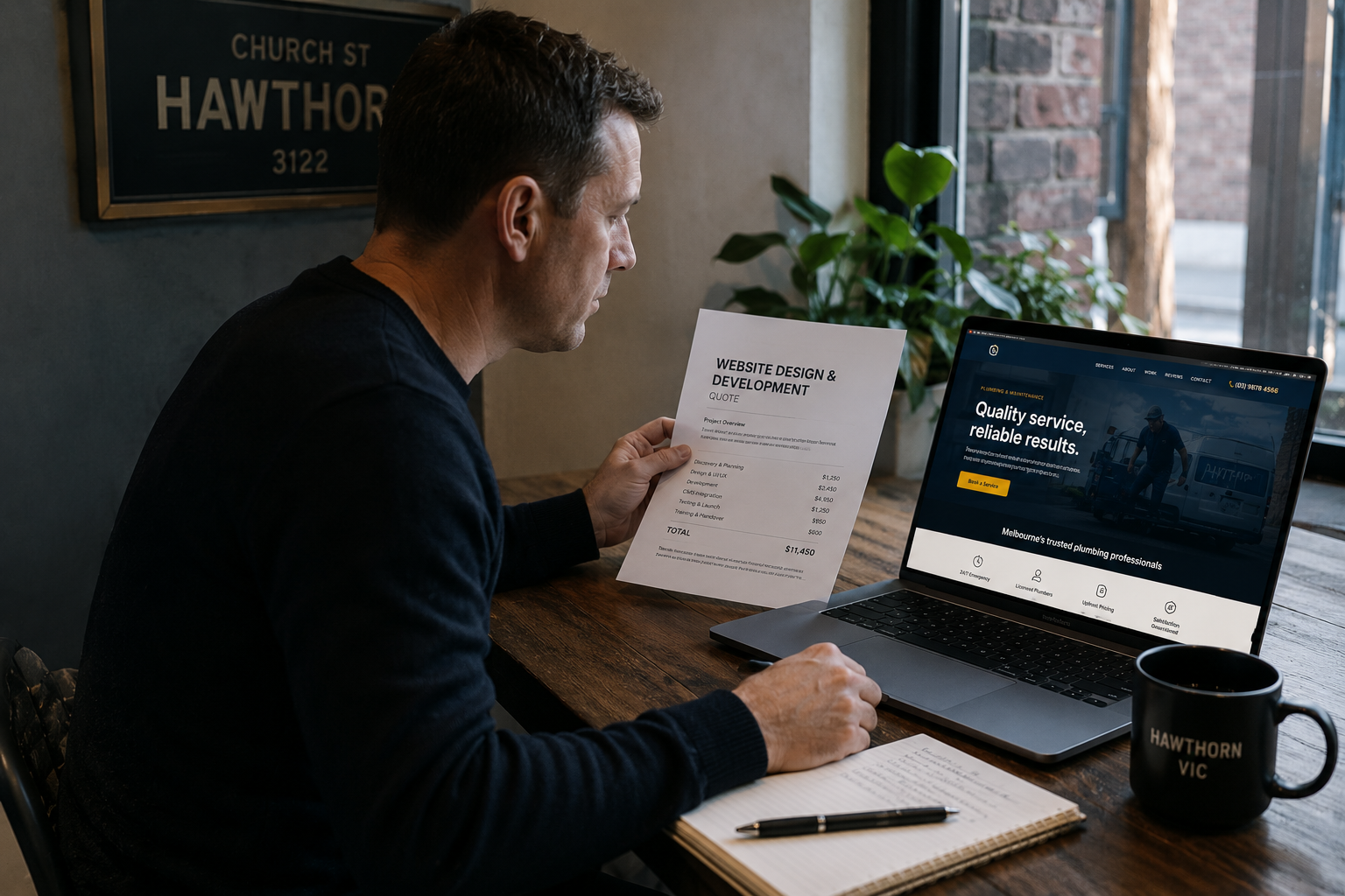 Reviewing quote and website mockup