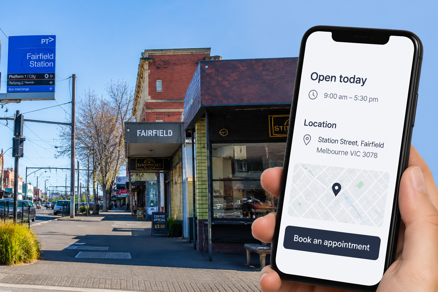 Fairfield Station street view and booking