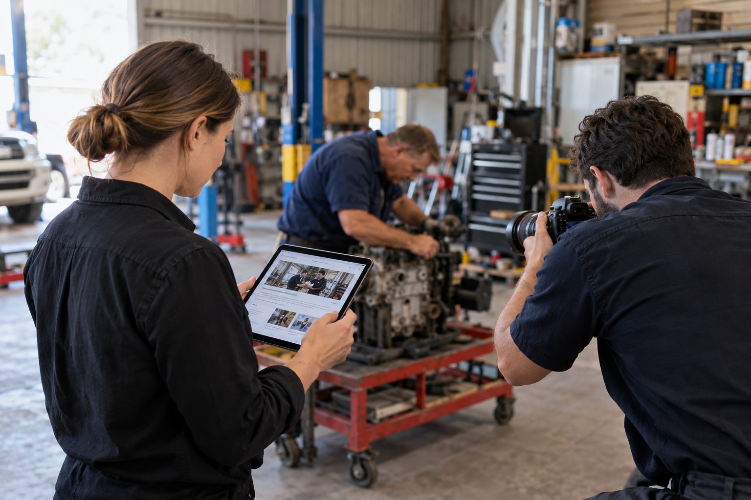 Content team photographs a workshop service for its website.